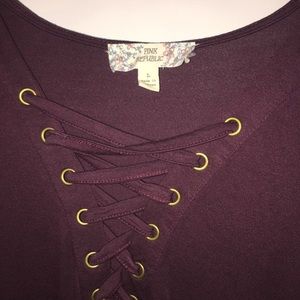 Purple laced up long sleeve top